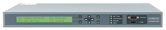 El servidor de tiempo NTP LANTIME M300/MRS (Multi Reference Source) utiliza un oscilador interno ultra estable como su referencia de estrato 0.